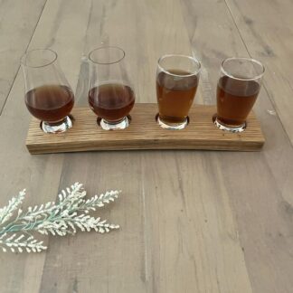 Rustic Upcycled Whiskey Barrel Beverage Flight Board