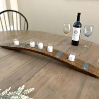 Large oak wine barrel stave centerpiece