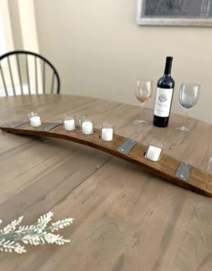 Large oak wine barrel stave centerpiece