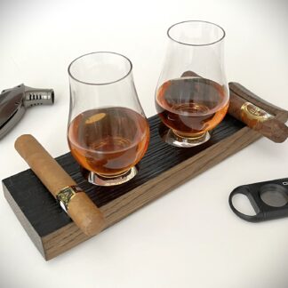 whiskey barrel stave double cigar rest and ashtray