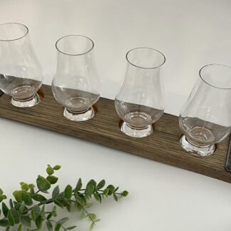 Upcycled Banded Whiskey Barrel Stave Flight Board