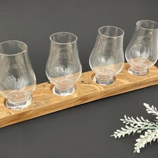 Upcycled Banded Whiskey Barrel Stave Flight Board