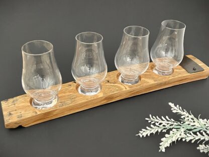 Upcycled Banded Whiskey Barrel Stave Flight Board