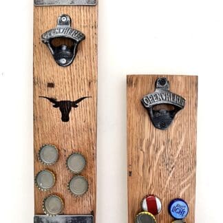 Texas Longhorn Whiskey Barrel Bottle Opener with Magnetic Cap Collection