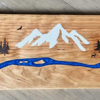 Mountain River and Forest Wood & Epoxy Serving Tray