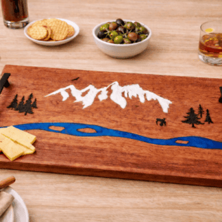 Grand Tetons Mountains River and Forest Wood Serving Tray