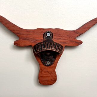 Wall Mounted Wooden Longhorn Bottle Opener