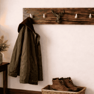 Antler Coat & Towel Rack with Cast Iron Deer Head