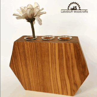Handcrafted Three Tube Cypress Wood Propagation Vase – Geometric Natural Finish