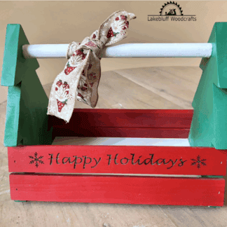 Happy Holidays Christmas Tree Wood Caddy
