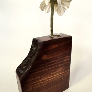 Handcrafted Single Tube Cypress Wood Bud Vase – Mahogany Finish